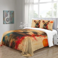 Yorkshire Terrier Housse de Couette Imprimée 3D Douce 3 Pièces Literie Garçons Filles