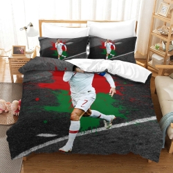 Cristiano Ronaldo Housse de Couette Imprimée 3D Douce 3 Pièces Literie Garçons Filles
