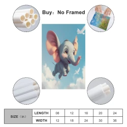 Elefante Pintura en lienzo sin marco, impresiones de pósters arte pared para decoración hogar dormitorio oficina