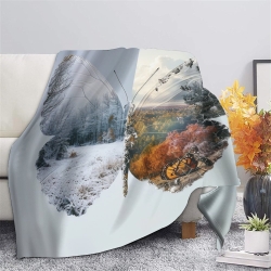 Papillon Plaid en Polaire Imprimé 3D Couverture Douce Confortable pour Canapé Lit Bureau