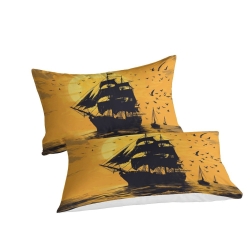 Voilier Housse de Couette Imprimée 3D Douce 3 Pièces Literie Garçons Filles