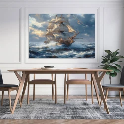Velero Pintura en lienzo sin marco, impresiones de pósters arte pared para decoración hogar dormitorio oficina