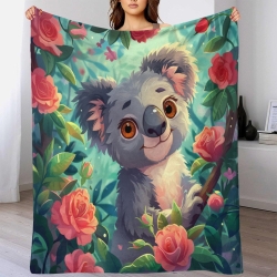 Koala Plaid en Polaire Imprimé 3D Couverture Douce Confortable pour Canapé Lit Bureau