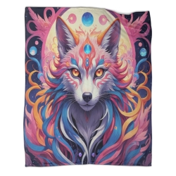 Loup Plaid en Polaire Imprimé 3D Couverture Douce Confortable pour Canapé Lit Bureau