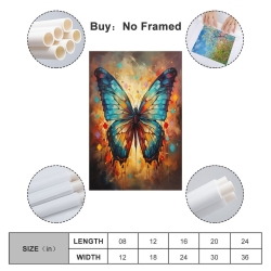 Papillon Peinture sur toile sans cadre, impressions posters art mural pour déco maison chambre bureau