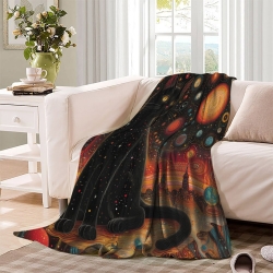 Chat Plaid en Polaire Imprimé 3D Couverture Douce Confortable pour Canapé Lit Bureau