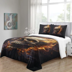 Crâne Housse de Couette Imprimée 3D Douce 3 Pièces Literie Garçons Filles