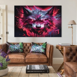Loup Peinture sur toile sans cadre, impressions posters art mural pour déco maison chambre bureau