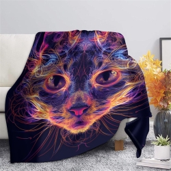 Chat Plaid en Polaire Imprimé 3D Couverture Douce Confortable pour Canapé Lit Bureau