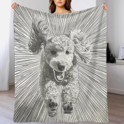 Poodle Chien Plaid en Polaire Imprimé 3D Couverture Douce Confortable pour Canapé Lit Bureau
