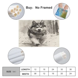 Husky sibérien Peinture sur toile sans cadre, impressions posters art mural pour déco maison chambre bureau