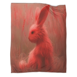 Lapin Petit lapin Plaid en Polaire Imprimé 3D Couverture Douce Confortable pour Canapé Lit Bureau