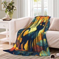 Flame Chat Plaid en Polaire Imprimé 3D Couverture Douce Confortable pour Canapé Lit Bureau