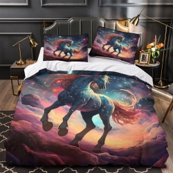 Cheval Housse de Couette Imprimée 3D Douce 3 Pièces Literie Garçons Filles