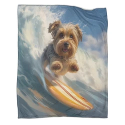 Yorkshire Terrier Plaid en Polaire Imprimé 3D Couverture Douce Confortable pour Canapé Lit Bureau