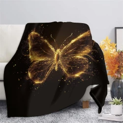 Papillon Plaid en Polaire Imprimé 3D Couverture Douce Confortable pour Canapé Lit Bureau
