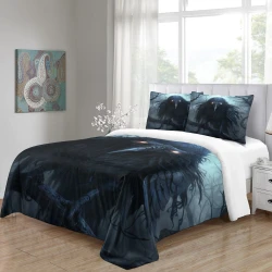 Corbeau Housse de Couette Imprimée 3D Douce 3 Pièces Literie Garçons Filles