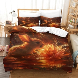 Lapin Housse de Couette Imprimée 3D Douce 3 Pièces Literie Garçons Filles