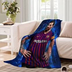 Lionel Messi Plaid en Polaire Imprimé 3D Couverture Douce Confortable pour Canapé Lit Bureau
