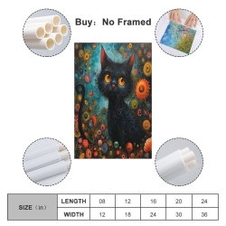 Chat Peinture sur toile sans cadre, impressions posters art mural pour déco maison chambre bureau