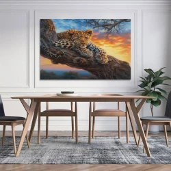 Léopard Peinture sur toile sans cadre, impressions posters art mural pour déco maison chambre bureau