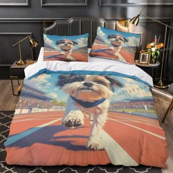 Shih Tzu Housse de Couette Imprimée 3D Douce 3 Pièces Literie Garçons Filles