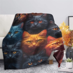 Chat Plaid en Polaire Imprimé 3D Couverture Douce Confortable pour Canapé Lit Bureau
