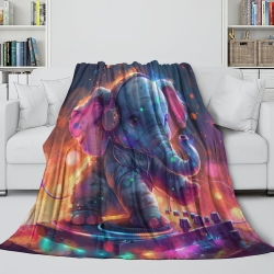 Éléphant Plaid en Polaire Imprimé 3D Couverture Douce Confortable pour Canapé Lit Bureau