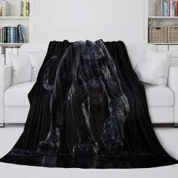 Panthère noire Plaid en Polaire Imprimé 3D Couverture Douce Confortable pour Canapé Lit Bureau