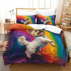 Yorkshire Terrier Housse de Couette Imprimée 3D Douce 3 Pièces Literie Garçons Filles
