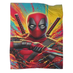 Marvel Deadpool Plaid en Polaire Imprimé 3D Couverture Douce Confortable pour Canapé Lit Bureau