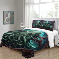 Mito dell'orrore Cthulhu Copripiumino Stampato 3D Morbido 3 Pezzi Biancheria da Letto per Ragazzi Ragazze