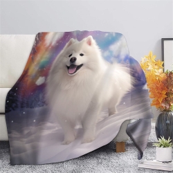 Chien mignon Plaid en Polaire Imprimé 3D Couverture Douce Confortable pour Canapé Lit Bureau