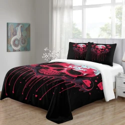 Crâne Housse de Couette Imprimée 3D Douce 3 Pièces Literie Garçons Filles