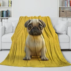 Chien mignon Plaid en Polaire Imprimé 3D Couverture Douce Confortable pour Canapé Lit Bureau