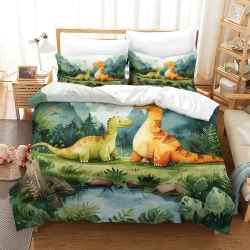 Dinosaure Housse de Couette Imprimée 3D Douce 3 Pièces Literie Garçons Filles