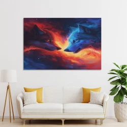 Colorful Lupo Pittura su tela senza cornice, stampe di poster arte murale per arredo casa camera ufficio