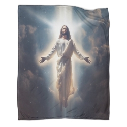 Dieu et Jésus Plaid en Polaire Imprimé 3D Couverture Douce Confortable pour Canapé Lit Bureau