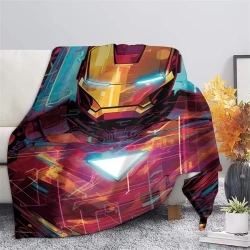 Avengers Iron Man Plaid en Polaire Imprimé 3D Couverture Douce Confortable pour Canapé Lit Bureau