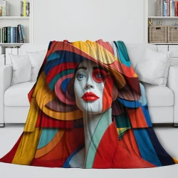 Art abstrait Femmes Plaid en Polaire Imprimé 3D Couverture Douce Confortable pour Canapé Lit Bureau