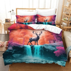Renne Housse de Couette Imprimée 3D Douce 3 Pièces Literie Garçons Filles