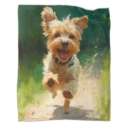 Yorkshire Terrier Plaid en Polaire Imprimé 3D Couverture Douce Confortable pour Canapé Lit Bureau