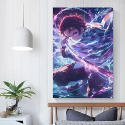 Tueur de démons: Demon Slayer Peinture sur toile sans cadre, impressions posters art mural pour déco maison chambre bureau