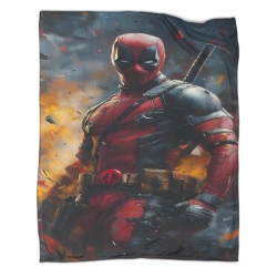 Marvel Deadpool Plaid en Polaire Imprimé 3D Couverture Douce Confortable pour Canapé Lit Bureau