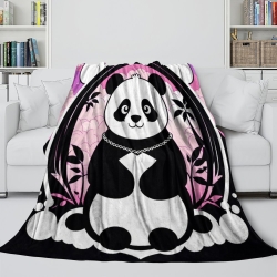 Panda Plaid en Polaire Imprimé 3D Couverture Douce Confortable pour Canapé Lit Bureau