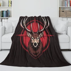 Renne Plaid en Polaire Imprimé 3D Couverture Douce Confortable pour Canapé Lit Bureau