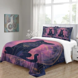 Chat Housse de Couette Imprimée 3D Douce 3 Pièces Literie Garçons Filles