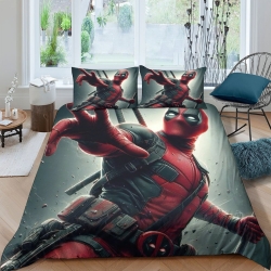 Deadpool Marvel Housse de Couette Imprimée 3D Douce 3 Pièces Literie Garçons Filles