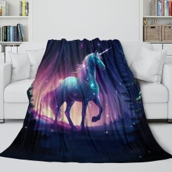 Licorne Plaid en Polaire Imprimé 3D Couverture Douce Confortable pour Canapé Lit Bureau
