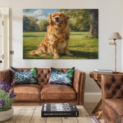 Golden Retriever Unframed Canvas Painting, Wall Art Poster Prints for Home Bedroom Office Decoration